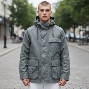 Banana Republic Jacket Black Waxed Cotton Outdoor Field Coat Mens Sm 46" Chest